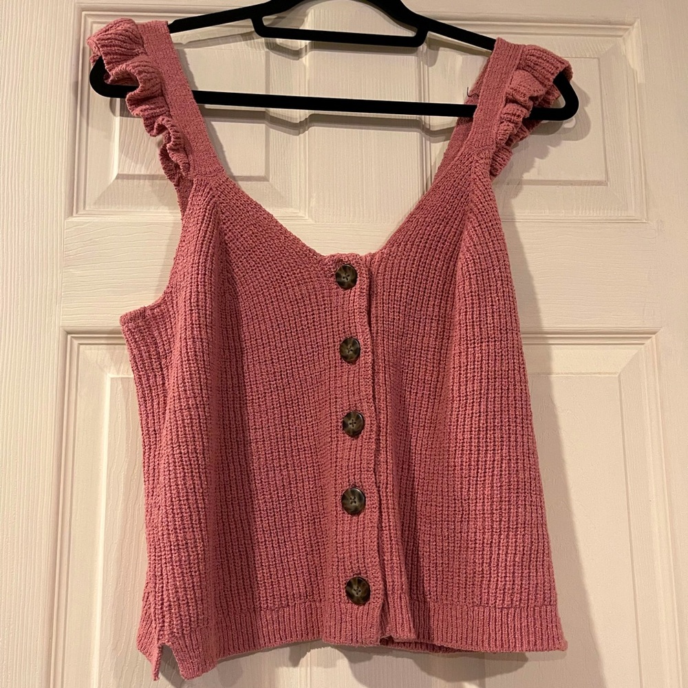 Madewell Ruffle-Strap Button-Front
Sweater Tank